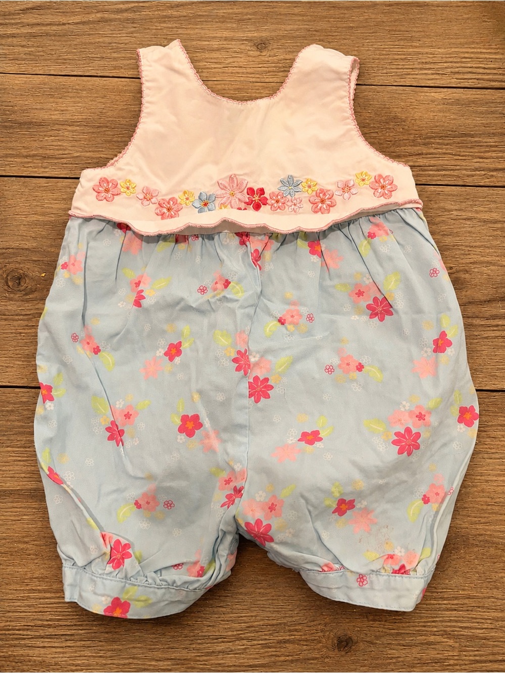 Vintage Gymboree Floral Embroidered Bubble Romper 3-6m